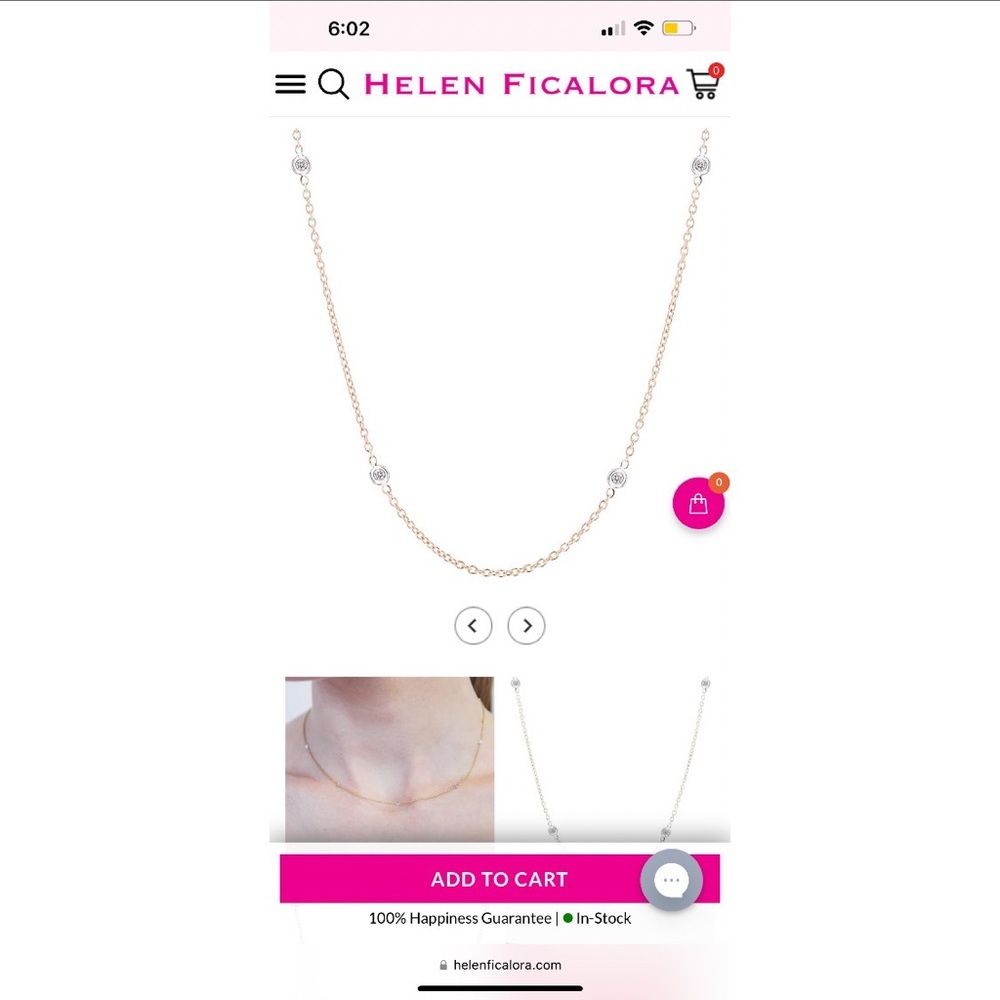 Helen Ficalora rose gold diamond necklace.